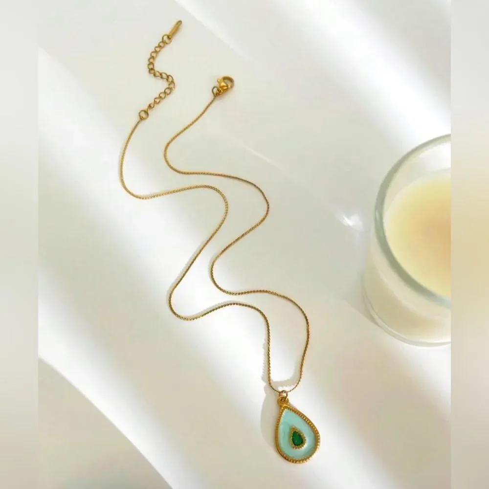 Blue water drop Necklace Q701